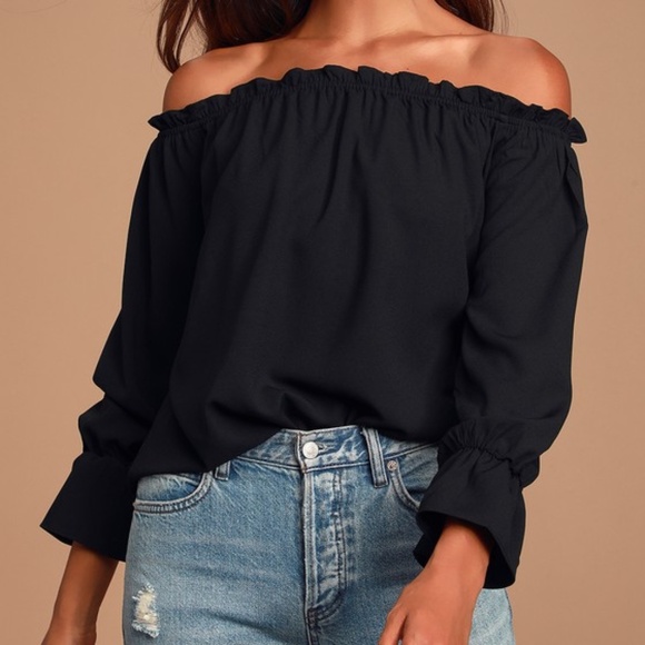 Lulus All In Good Fun Black Off-the-shoulder Top - Size M - Picture 1 of 3